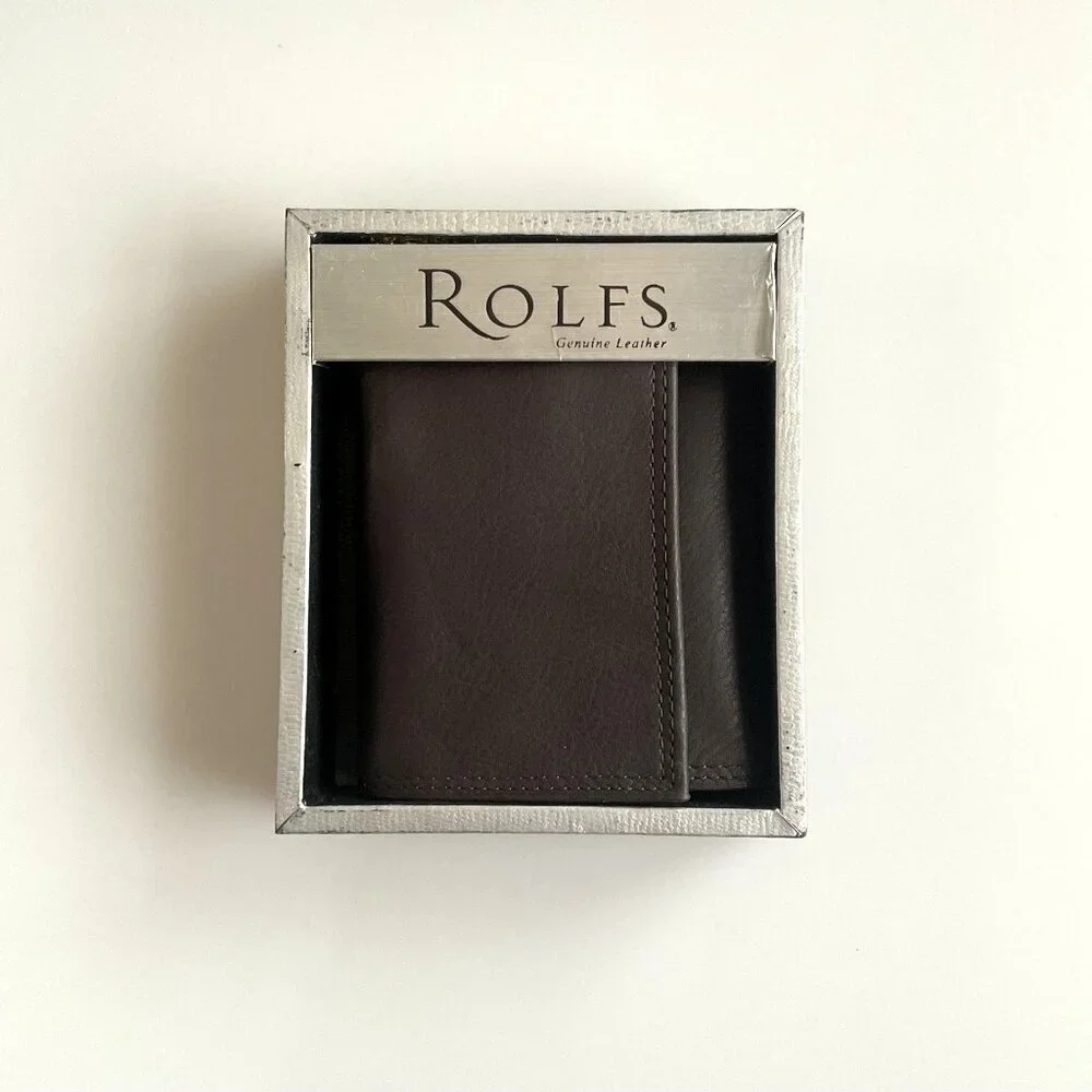 ROLFS GENIUNE LEATHER TRI FOLD WALLET BROWN